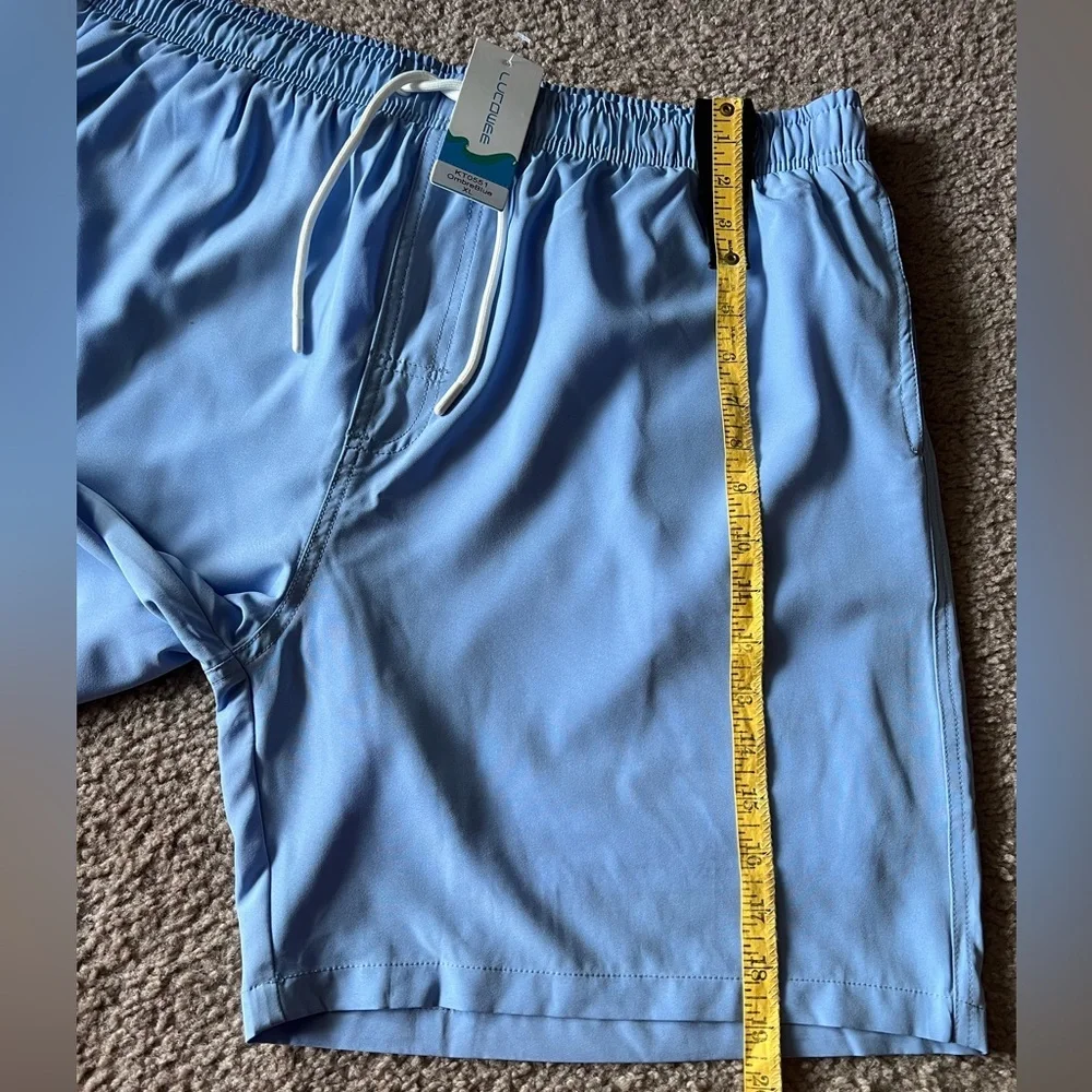 NWT LUCOWEE Mens Swim Trunks with Compression Liner Anti Chafe Sz XL Blue
